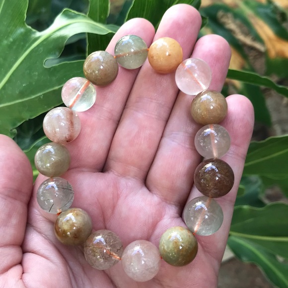 Natural Rutilated Quartz large gemstone bracelets - Picture 4 of 4